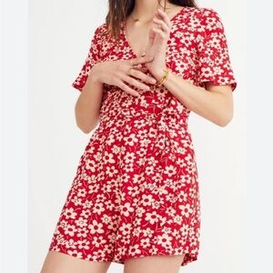 Madewell Daisy Print Wrap Front Romper